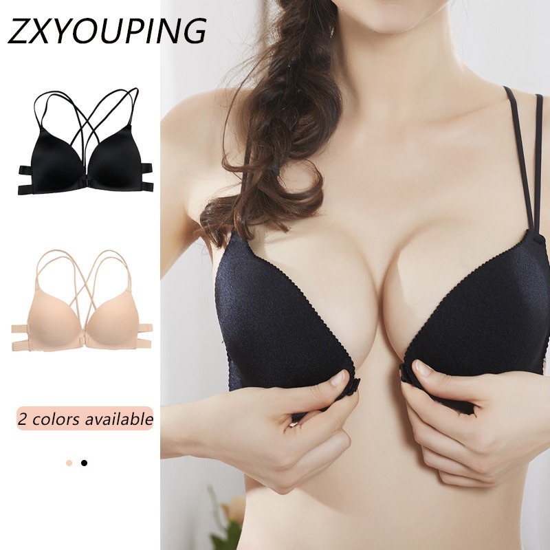 Plunge Bra Push Up - 1 Parça Moda Üçgen Fincan Toka