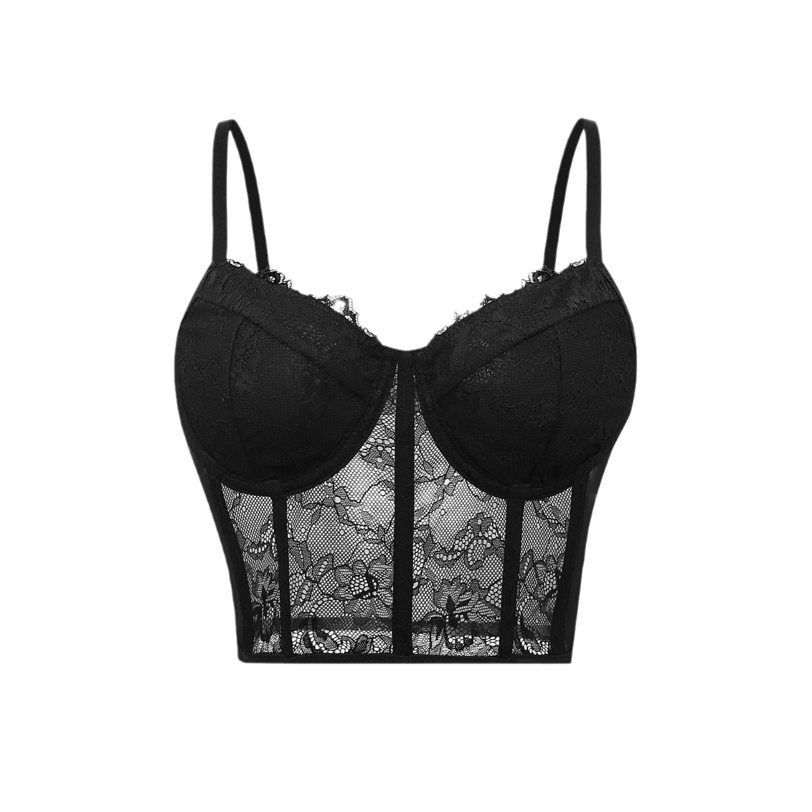 Sheer Mesh Bra - Seksi Siyah Yarı Şeffaf Sutyen Örgü