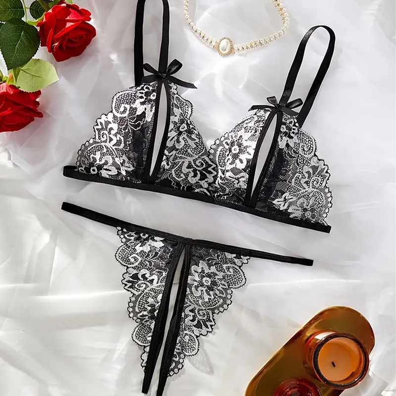 Siyah Sıcak Crotchless Seksi K - Lace Bralette Set incelemesi ve fiyatı