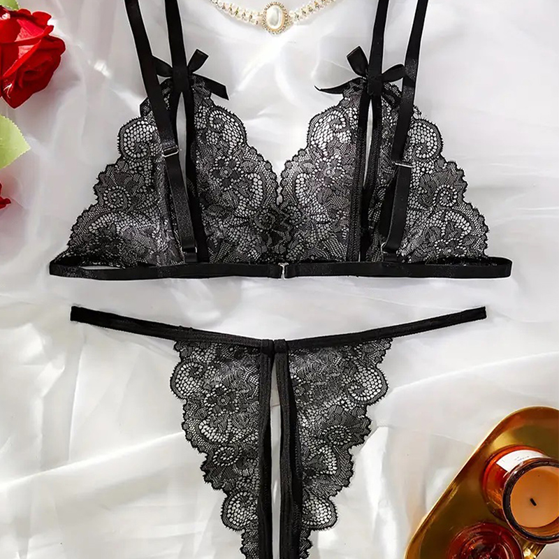 Siyah Sıcak Crotchless Seksi K - Lace Bralette Set incelemesi ve fiyatı