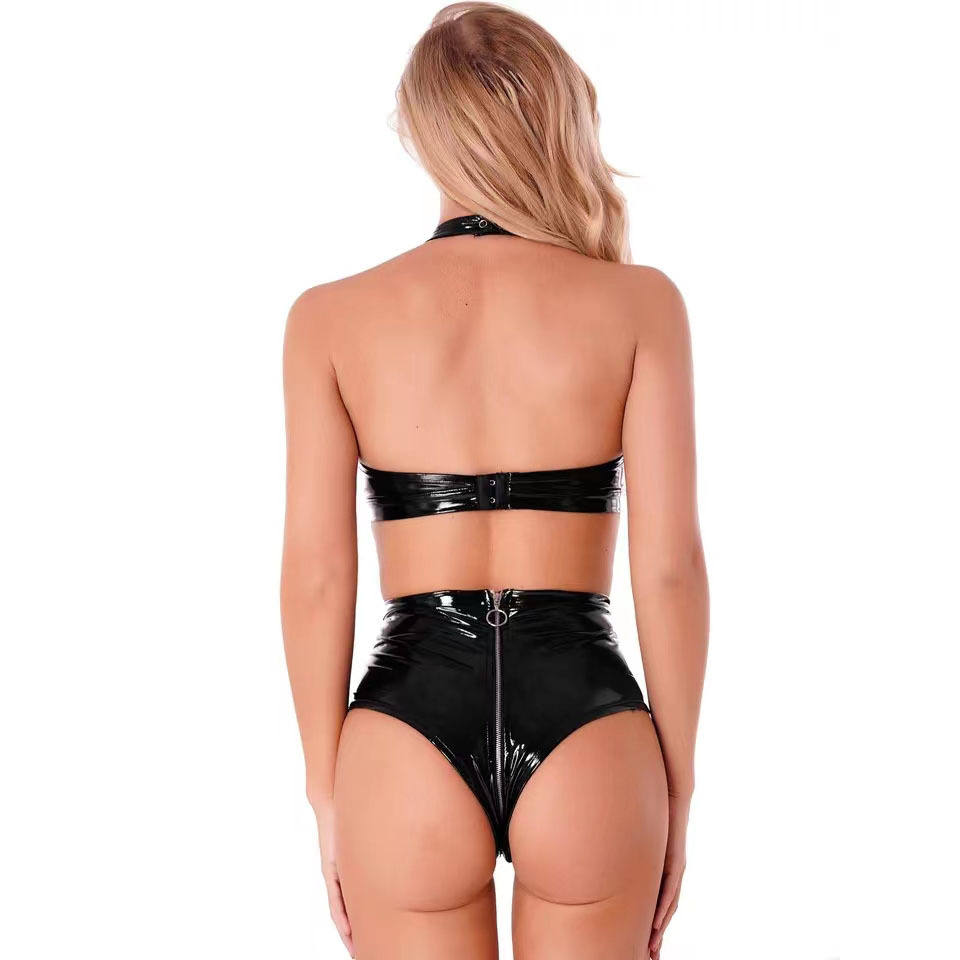 Seksi Siyah Parlak Pu Lateks D - Plunge Bra Push Up incelemesi ve fiyatı